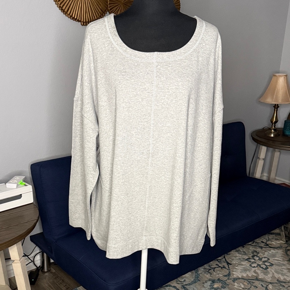 Pure Jill Women's Heathered Gray Sweatshirt with Pockets Plus Size 4X
